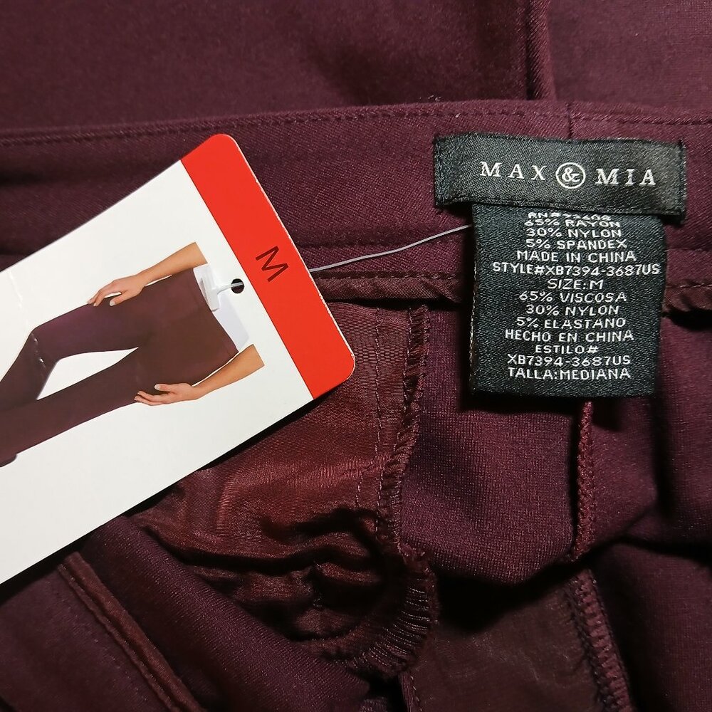 NWT- MAX & MIA Plum Ankle/Crop Pants - Picture 10 of 13